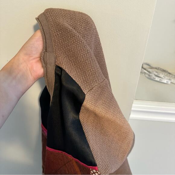 Anthropologie Conditions Apply Tan Mixed Media Quilted Satin Knit Tee/Top Small - Picture 10 of 14